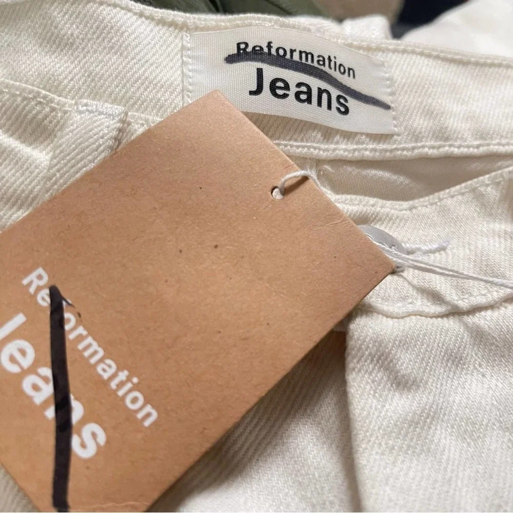 Reformation Julia High Waist Ivory Destroyed Cigarette Jeans Size 29 NWT - Picture 5 of 7